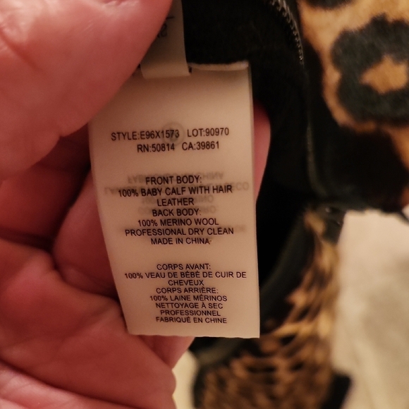 Elie Tahari Leopard Print Cow Hide Zip Front Dark Knit Cardigan Jacket Size XS - Picture 9 of 10